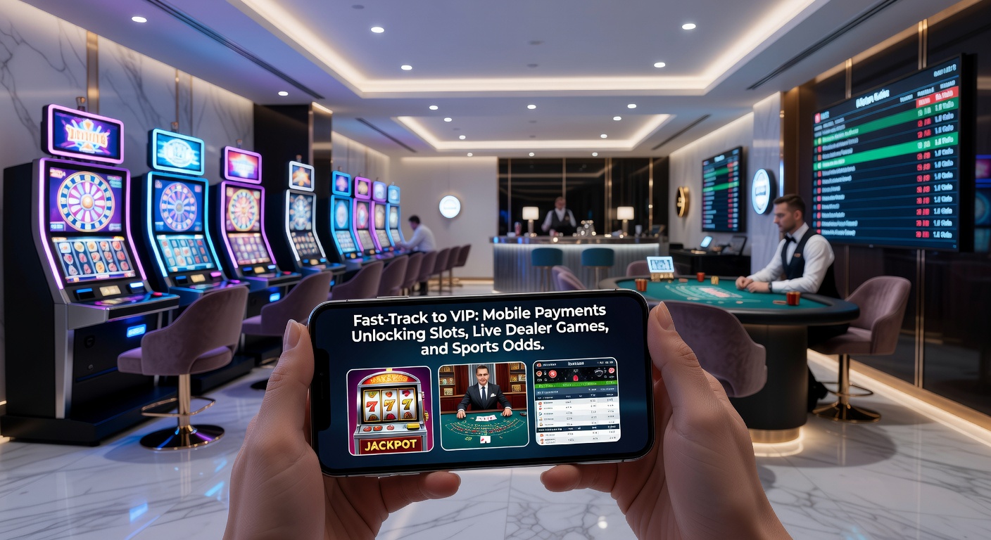 VIP-speler draait high-stakes slot met mobiele interface en live dealer op achtergrond