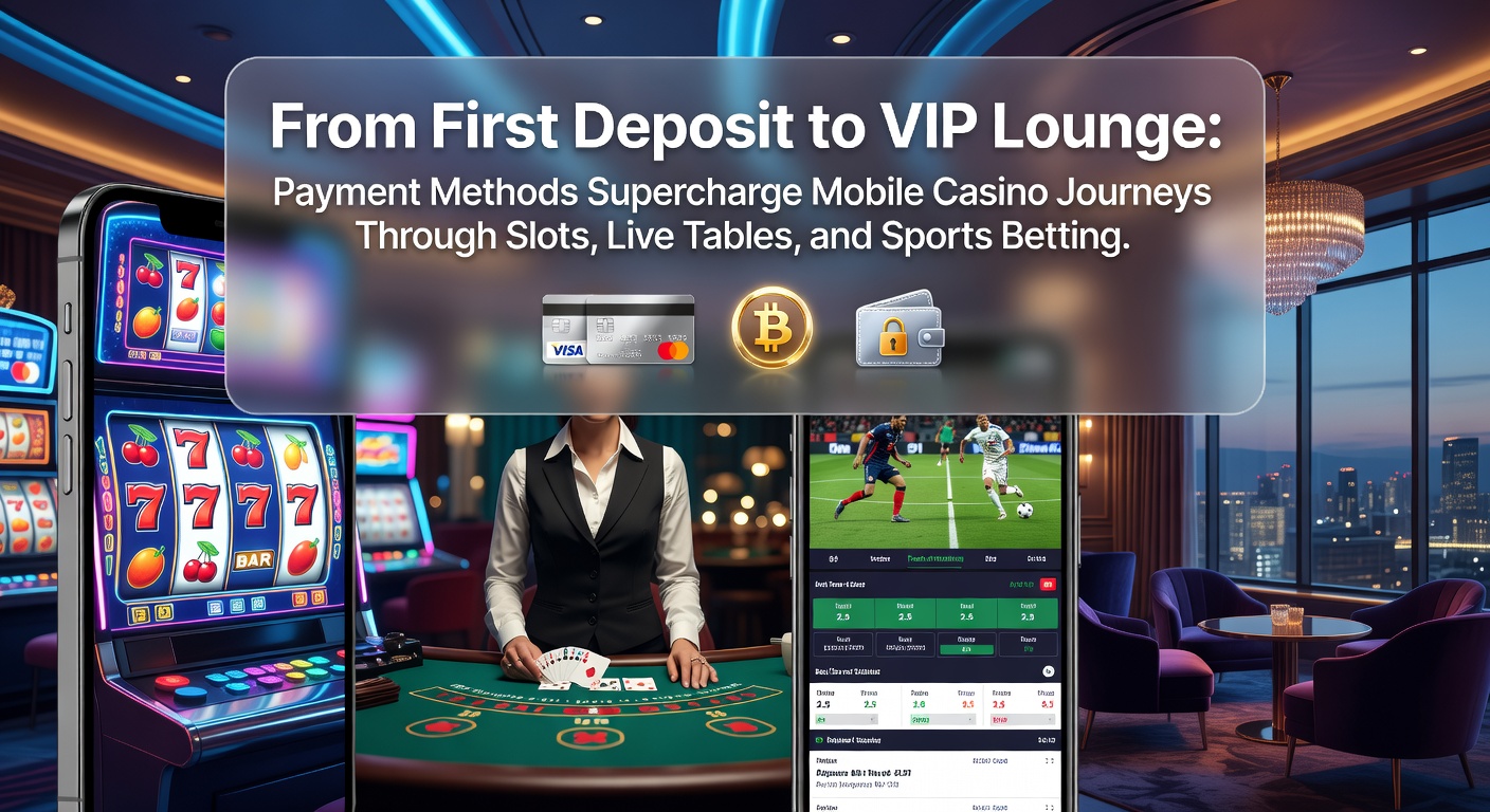 Speler maakt eerste storting op mobiel casino-app met snelle betaalopties zichtbaar op scherm, slots en live tafels op achtergrond
