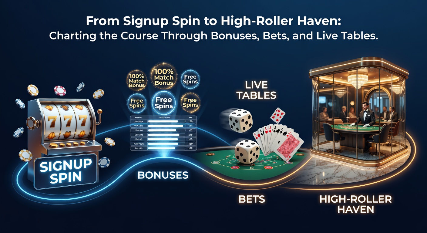 Speler die van een eenvoudige welkomstspin uitgroeit tot high-roller aan een live blackjacktafel, met bonussen en inzetten in de spotlight