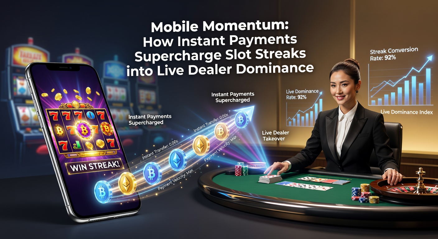 Smartphone met online casino app toont snelle betaling en live dealer tafel in actie, symboliserend momentum in mobiel gokken