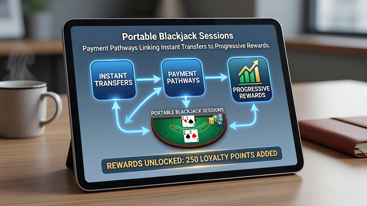 Mobiele interface met roulette wiel en sportweddenschappen gekoppeld aan beloningsprogressie
