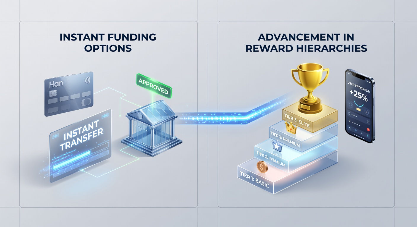 Grafiek die de relatie toont tussen snelle financiering en VIP-vooruitgang in slots, live casino en sportgokken