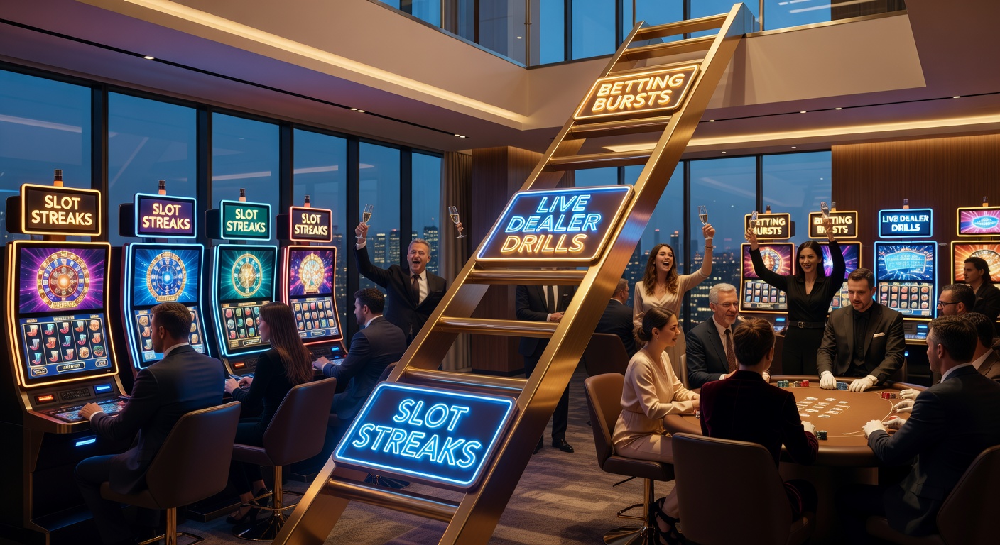 Live dealer blackjack sessie met streak-indicator en VIP-laddervisualisatie op het scherm